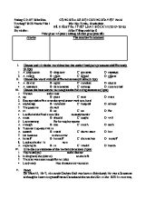 Đề kiểm tra 1 tiết lần 1 học kỳ II môn Tiếng Anh Lớp 8 - Năm học 2015-2016 - Trường THCS Phước Tân 1 (Có đáp án)
